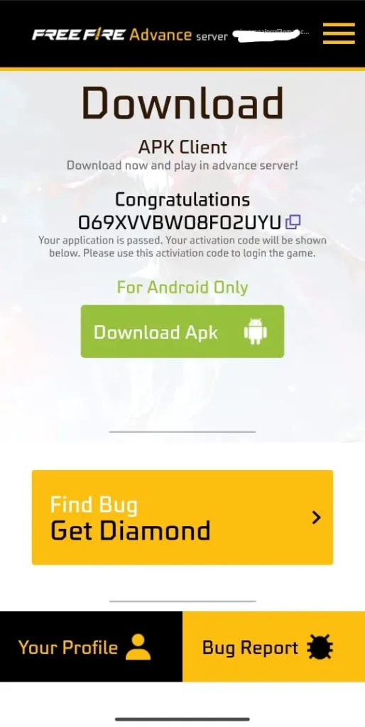 Get Activation Code and Download APK