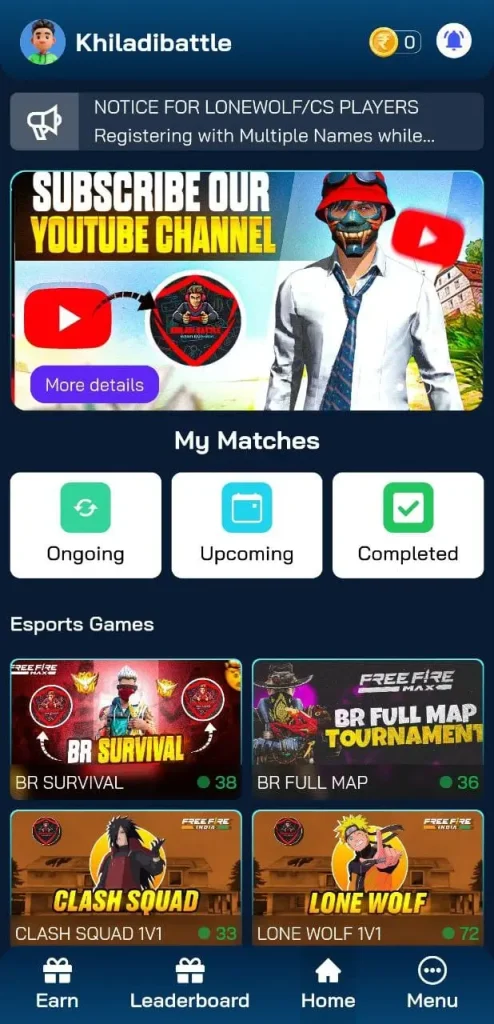 2 - Khiladi Battle: Trusted Free Fire Tournament App To Earn Exciting Rewards