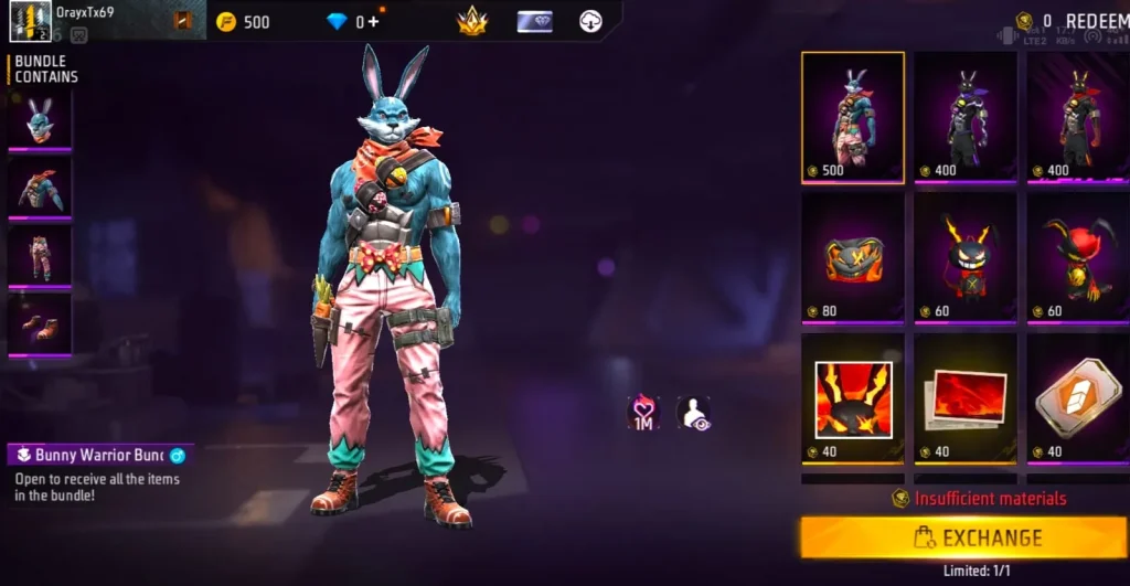 Free Fire Bunny Ring Event: Bunny Warrior Bundlle