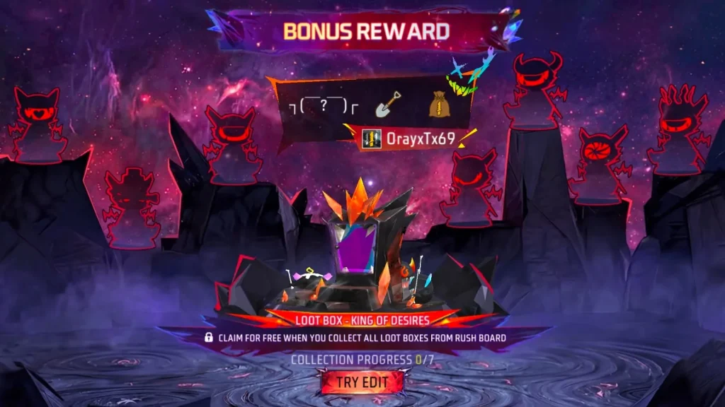 Free Fire Rush Board Event: Lootbox Bonus Rewards